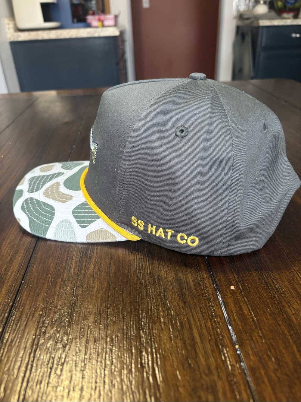 Gray & Green Fish Patch Trucker Hat with Yellow Trim - Picture 2 of 5